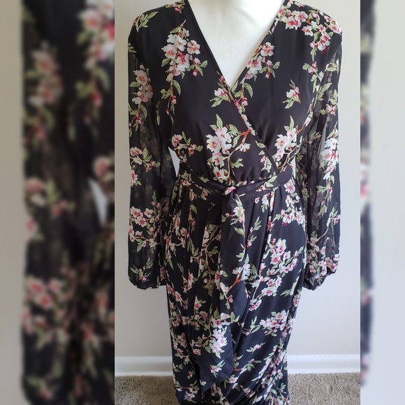 Floral Belted Maxi Dress - Large - Picture 2 of 4